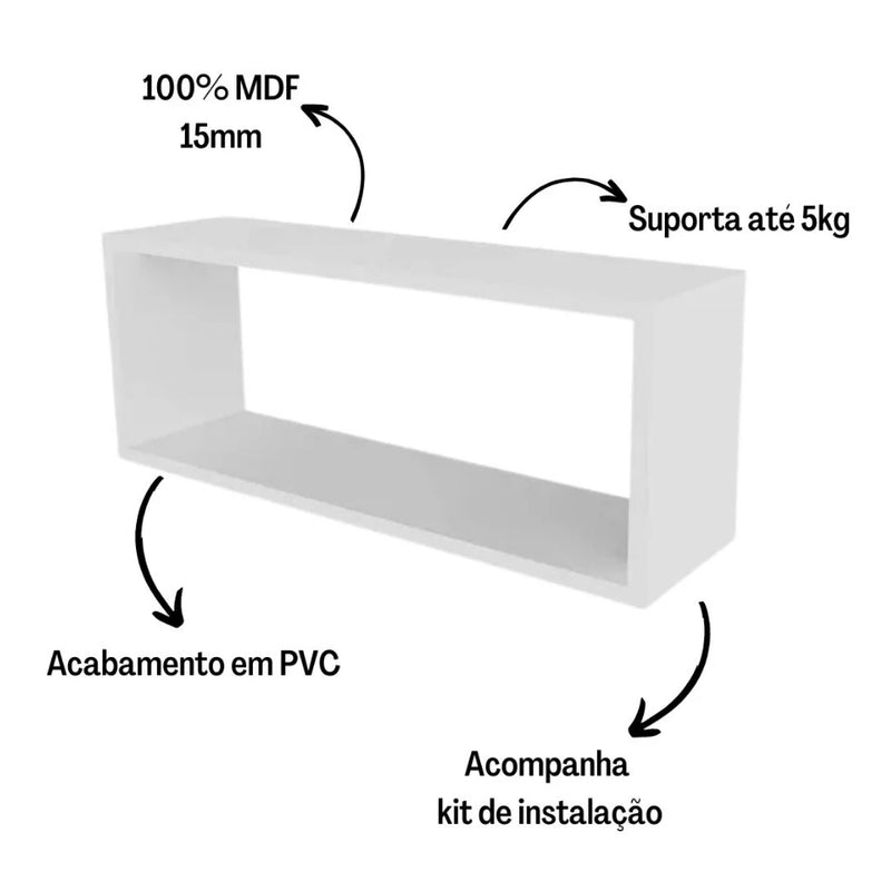 Kit 3 Nichos Retangulares MDF